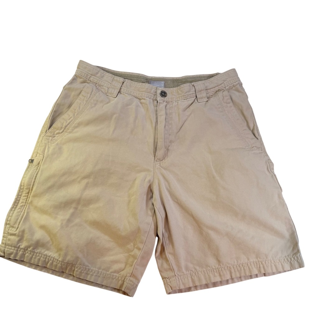 Columbia Cargo Shorts Mens 34x9 Khaki Omni-Shield Cotton Canvas Hiking Utility